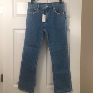 Milly Hali Mid-Rise Crystal-Embellished Skinny Crop Jeans Size 26